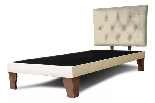 Base de Cama Estilo Europeo de 1 Plaza con Respaldo Capitoné