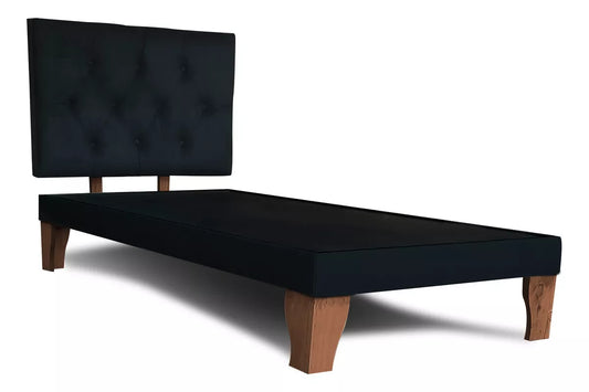 Base de Cama Estilo Europeo de 1,5 Plaza con Respaldo Capitoné