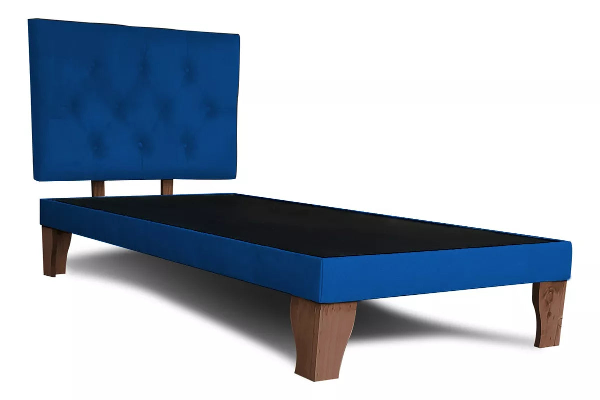 Base de Cama Estilo Europeo de 1,5 Plaza con Respaldo Capitoné