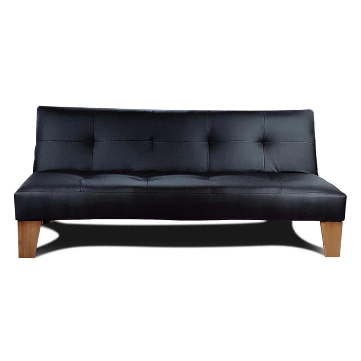 Futón Amelia Negro Ecocuero, Click Enmaderado