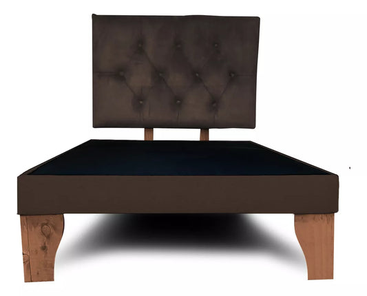 Base de Cama Estilo Europeo de 1 Plaza con Respaldo Capitoné